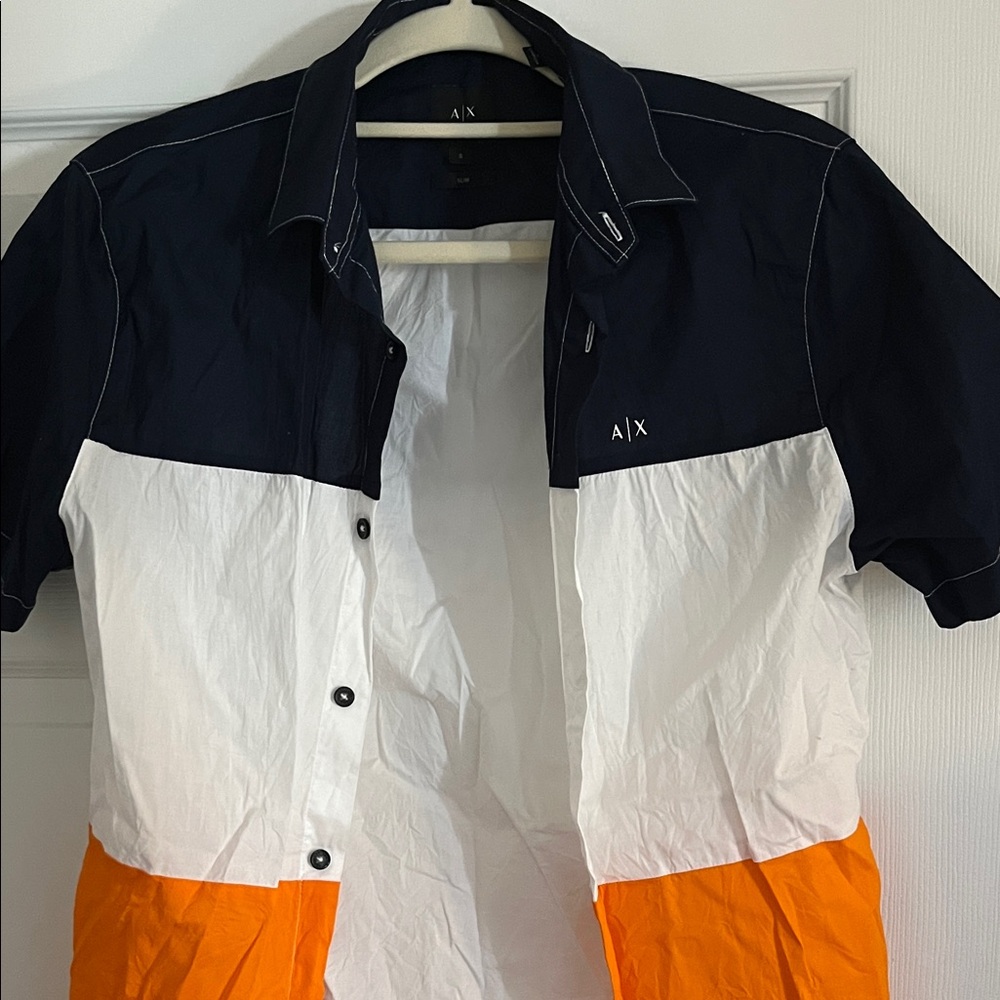 A|X Colorblock Shirt in Navy, White, and Orange